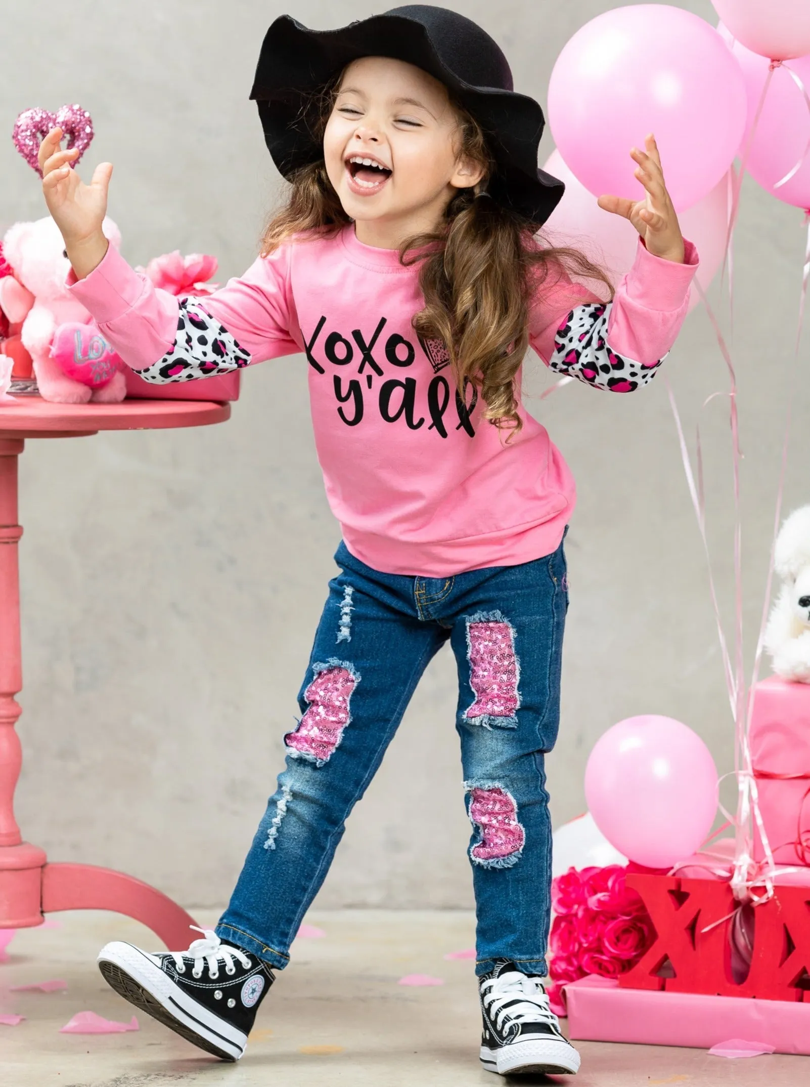 XOXO Y'all Patched Jeans Set