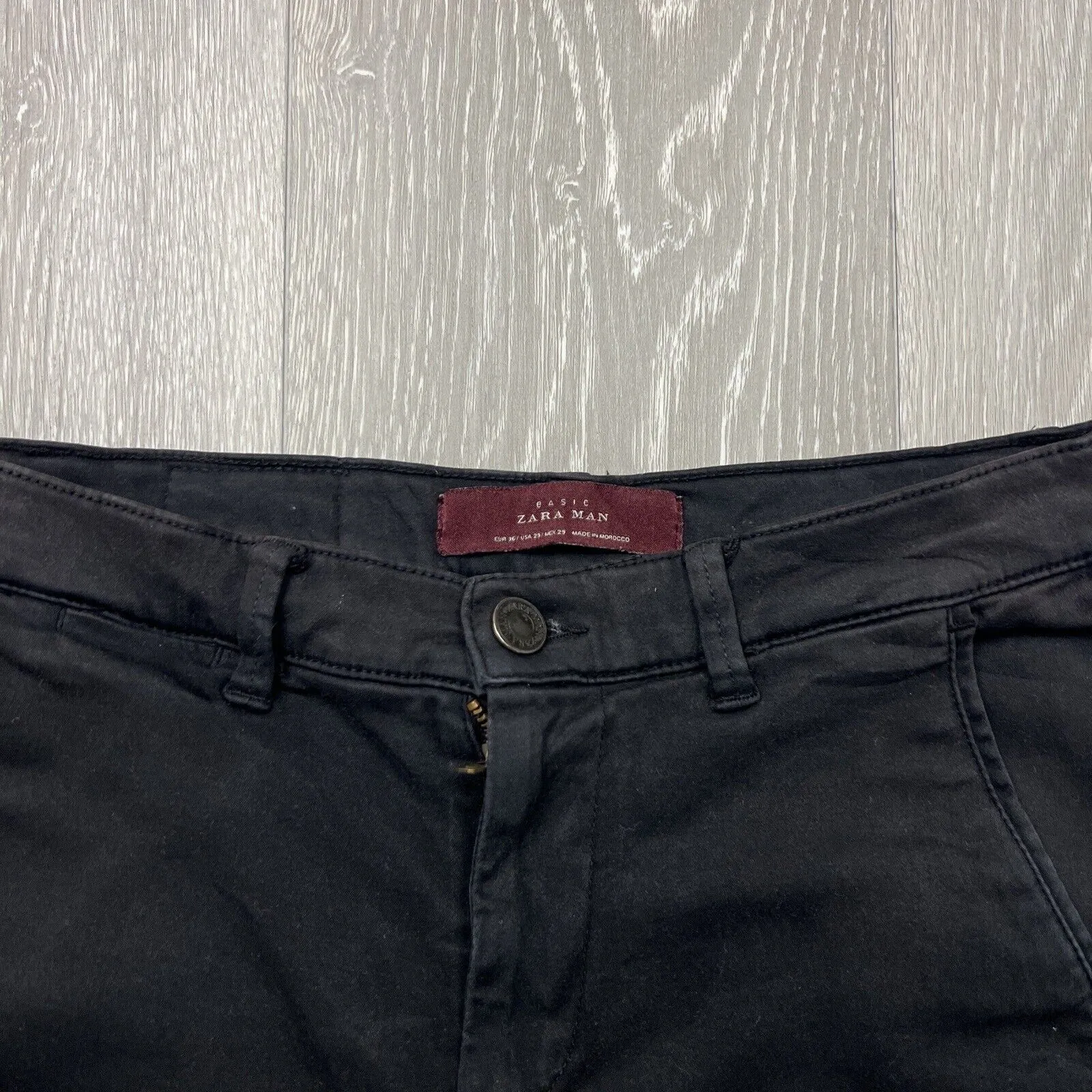 Zara Man Mens Black Skinny Stretch Cropped Jeans Size 29