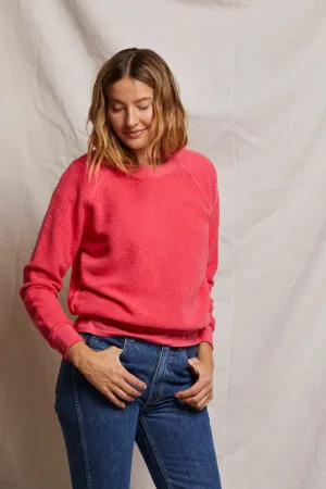 Ziggy Reverse Fleece Shrunken Crewneck Sweatshirt-Pink Bloom