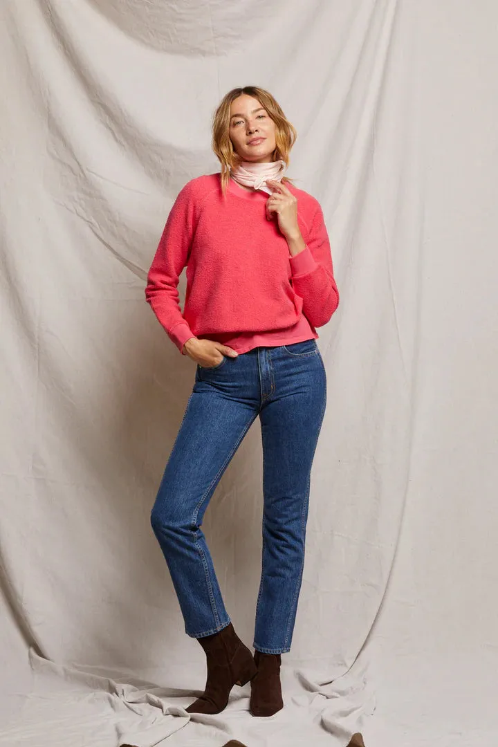 Ziggy Reverse Fleece Shrunken Crewneck Sweatshirt-Pink Bloom